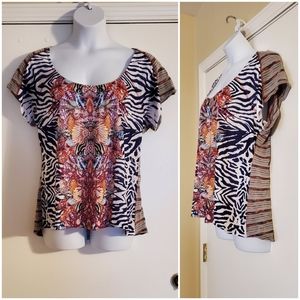1X Live & Let Live Woman Zebra Rainbow Striped Top One World